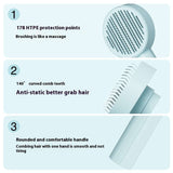 Pet Needle Comb Hair Remover Brush Dog And Cat Pet Comb Self Cleaning Massage Brushes Grooming Supplies features 178 HTPE points, curved teeth, and comfortable handle.