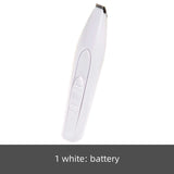 Pet Shaving Pet Hair Clippers Shaver Dog Hair Pusher in white color with battery function